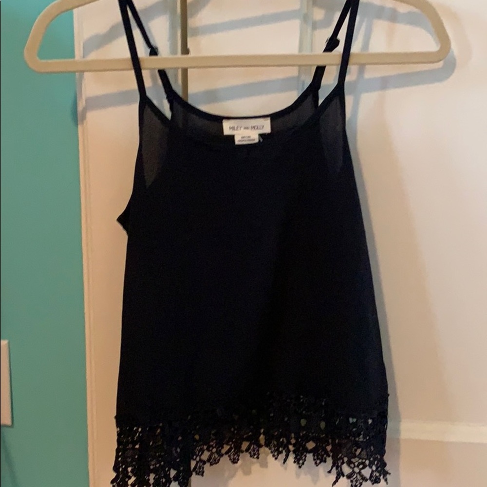 Black lace trim tank top